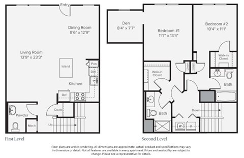 A floorplan of an apartment home